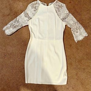White dress with lace back and arms
